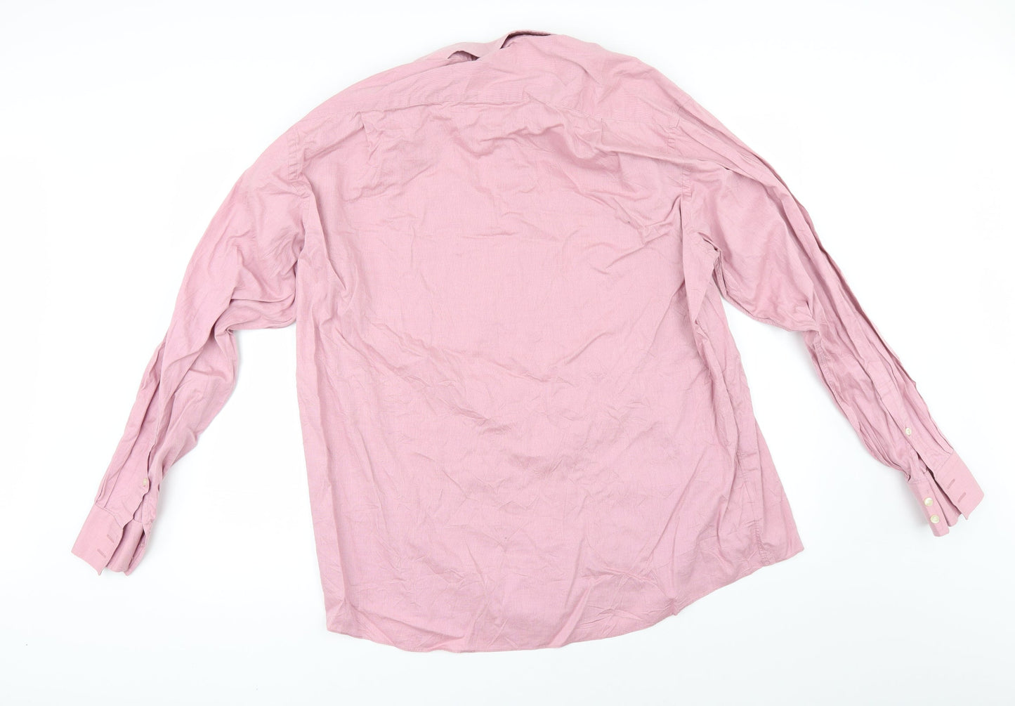 Mens UK Size 17.5 Marks and Spencer Pink  Button-Up Long Sleeve Casual Shirt