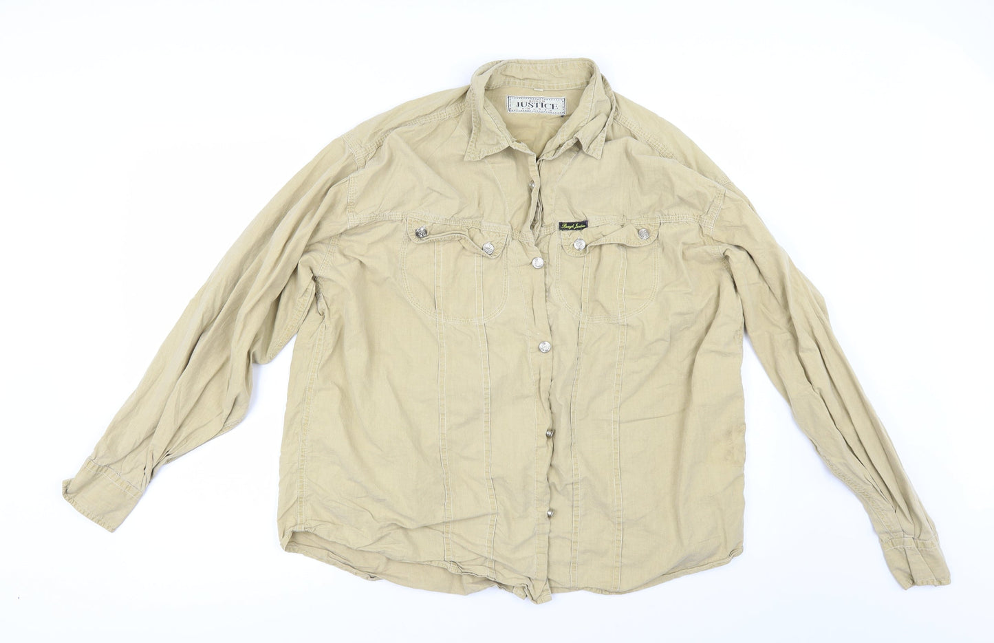 Rough Justice Mens Beige    Button-Up Size M