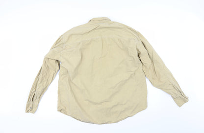 Rough Justice Mens Beige    Button-Up Size M
