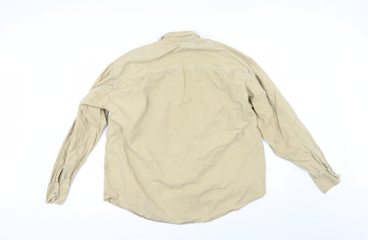 Rough Justice Mens Beige    Button-Up Size M