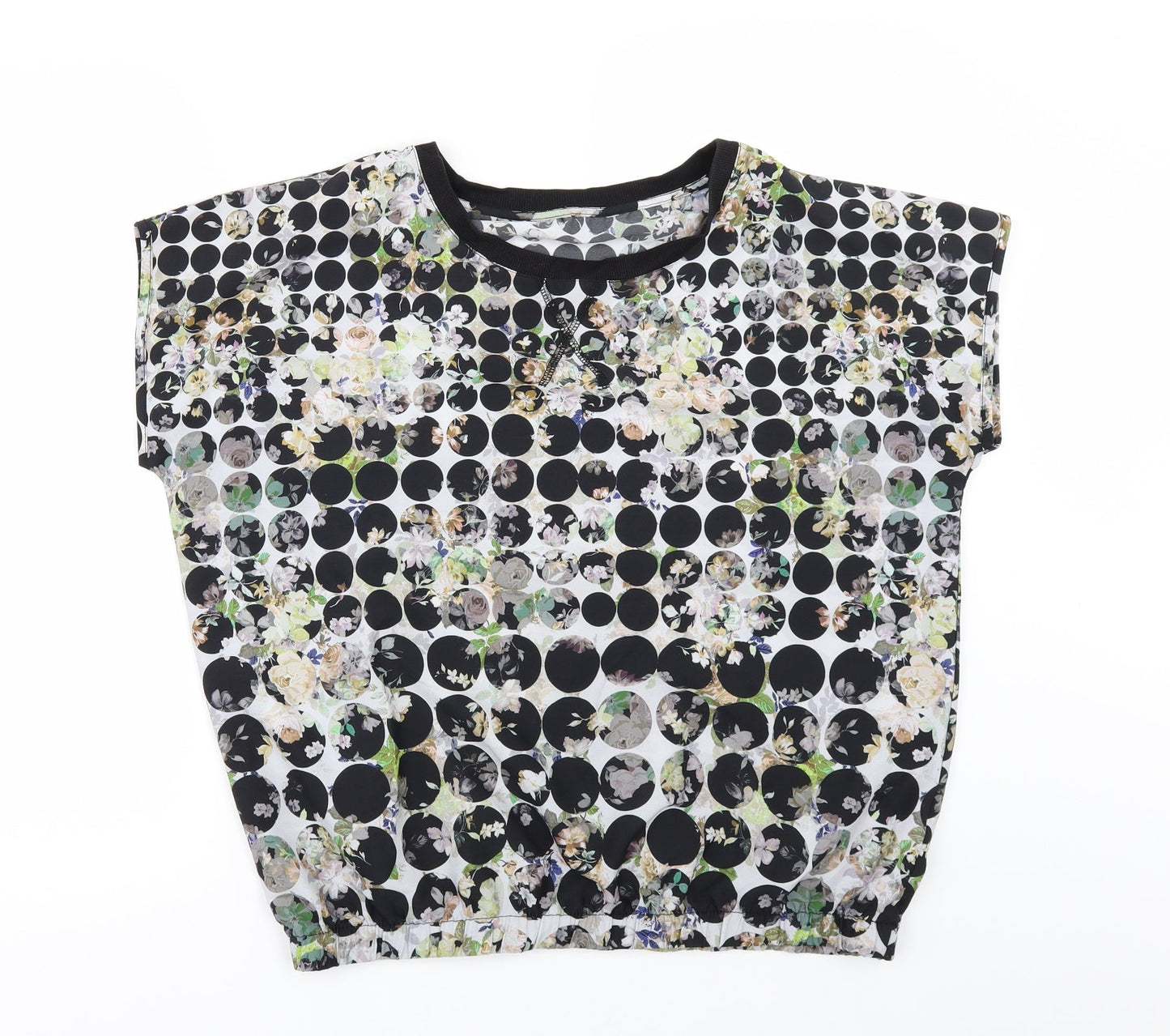 TU Womens White Geometric  Basic T-Shirt Size 14