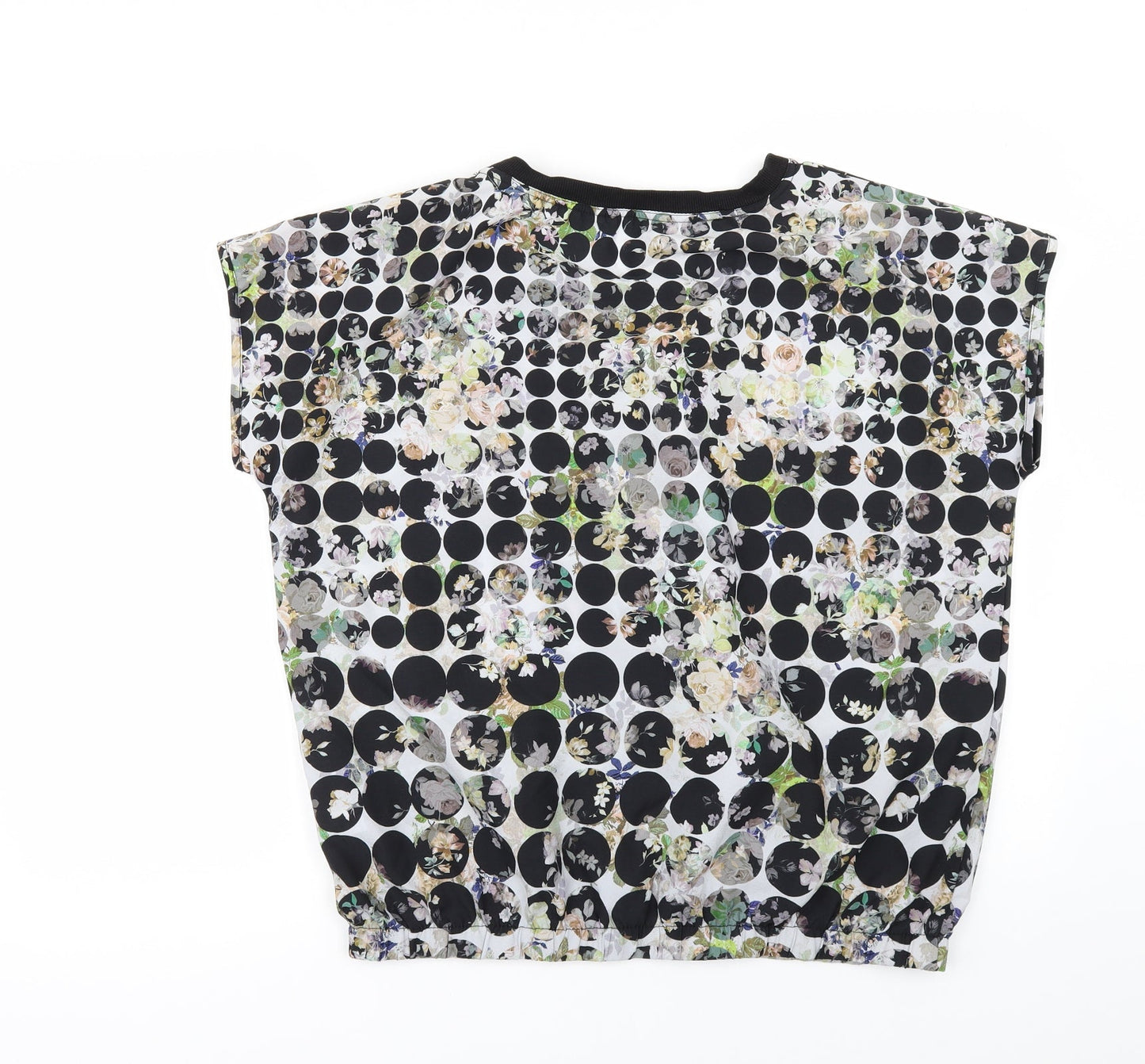 TU Womens White Geometric  Basic T-Shirt Size 14