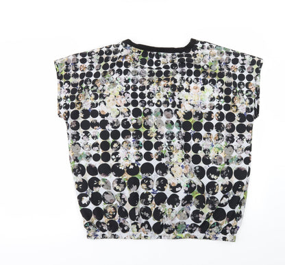 TU Womens White Geometric  Basic T-Shirt Size 14