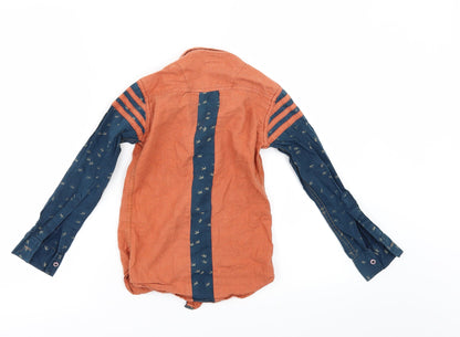 KIDRESS Boys Orange Geometric  Basic Button-Up Size 8 Years