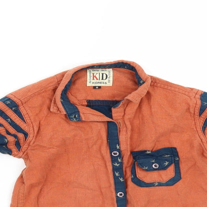 KIDRESS Boys Orange Geometric  Basic Button-Up Size 8 Years