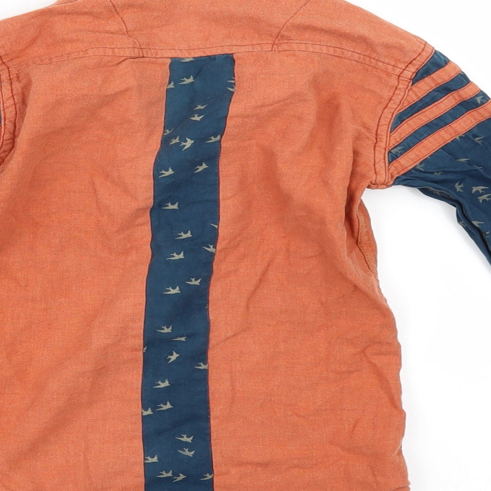KIDRESS Boys Orange Geometric  Basic Button-Up Size 8 Years