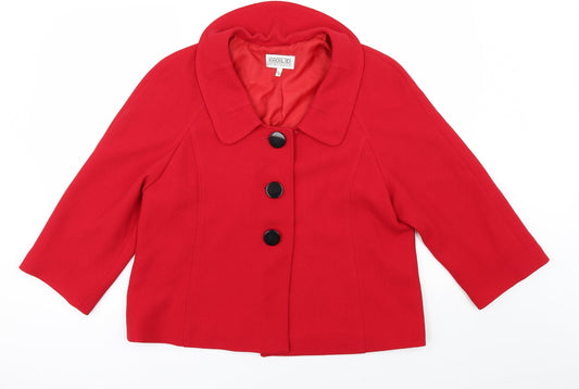 Womens UK Size 16 Gold Red Pea Coat