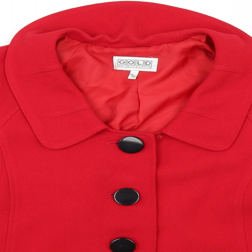 Womens UK Size 16 Gold Red Pea Coat