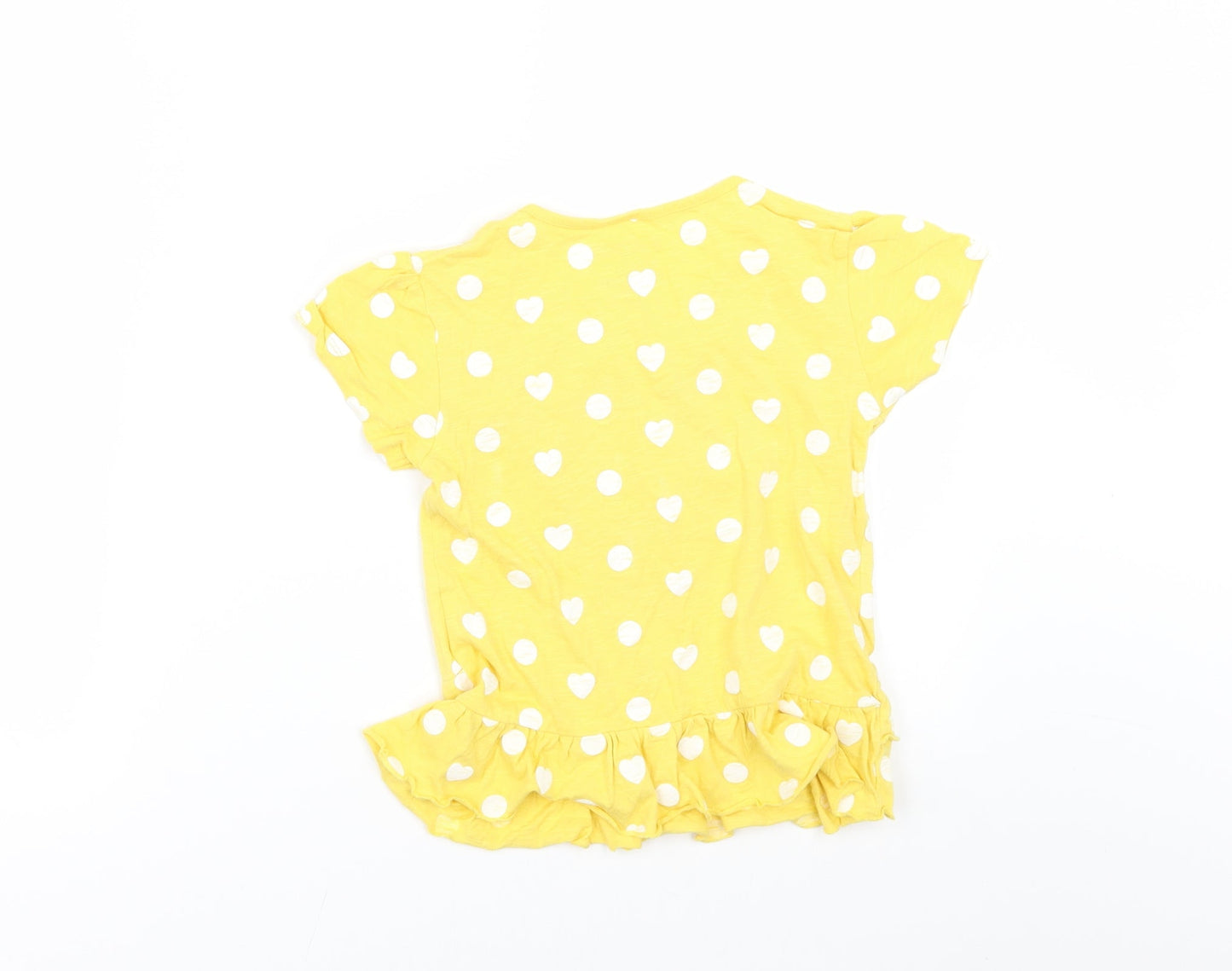 Doraemon Girls Yellow Polka Dot  Basic T-Shirt Size 5-6 Years
