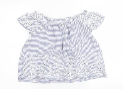 Primark Womens Blue Striped  Basic Blouse Size 4