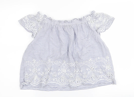 Primark Womens Blue Striped  Basic Blouse Size 4