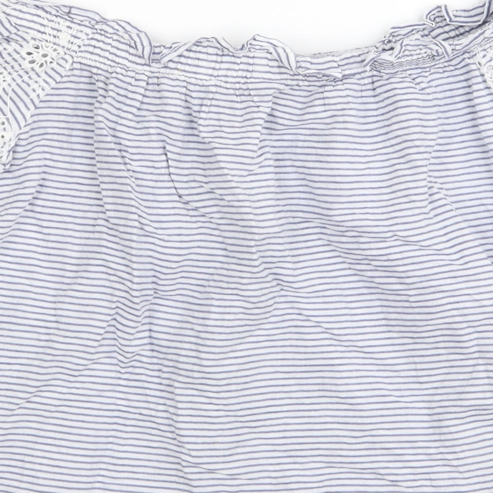 Primark Womens Blue Striped  Basic Blouse Size 4