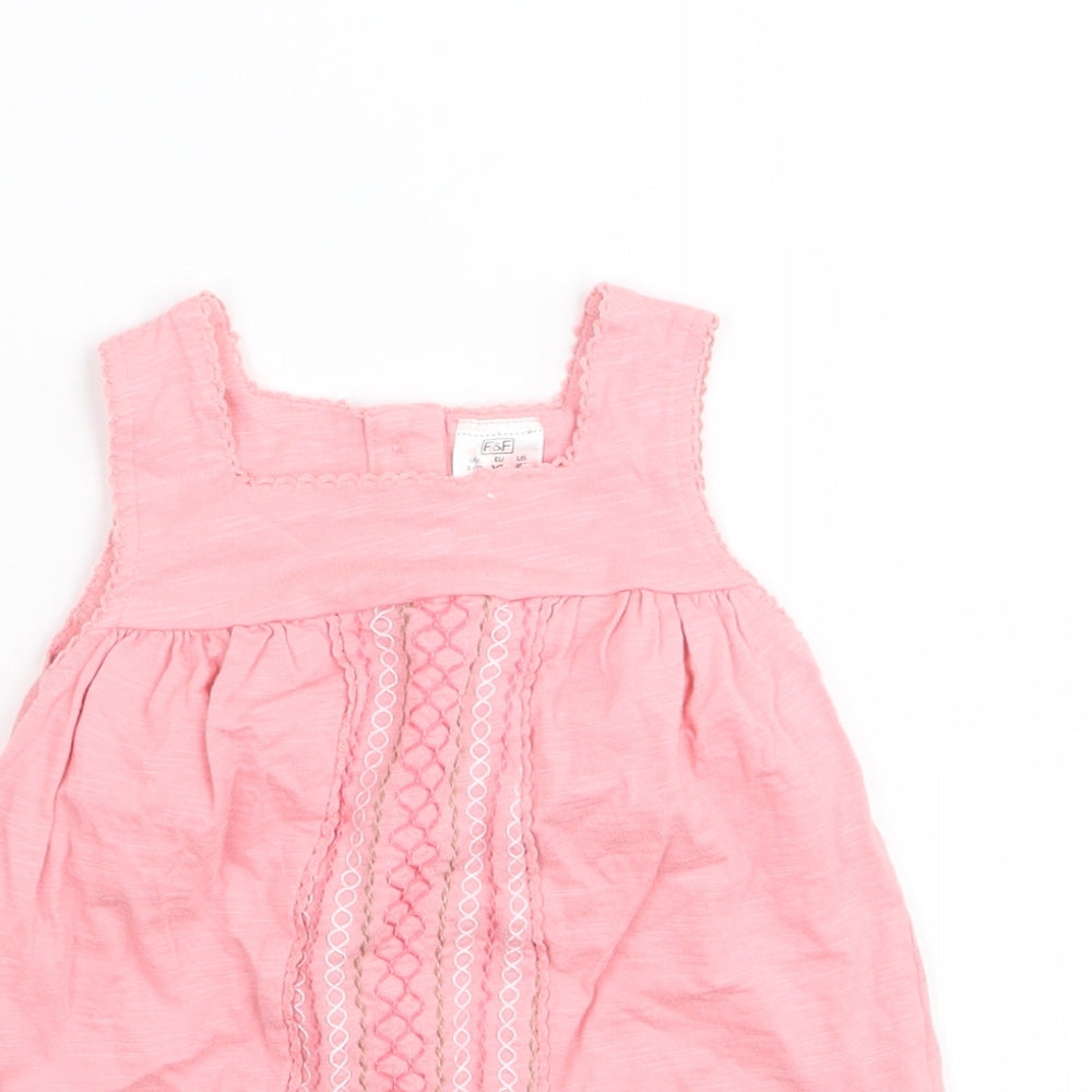 F&F Girls Pink Geometric  Fit & Flare  Size 3-6 Months
