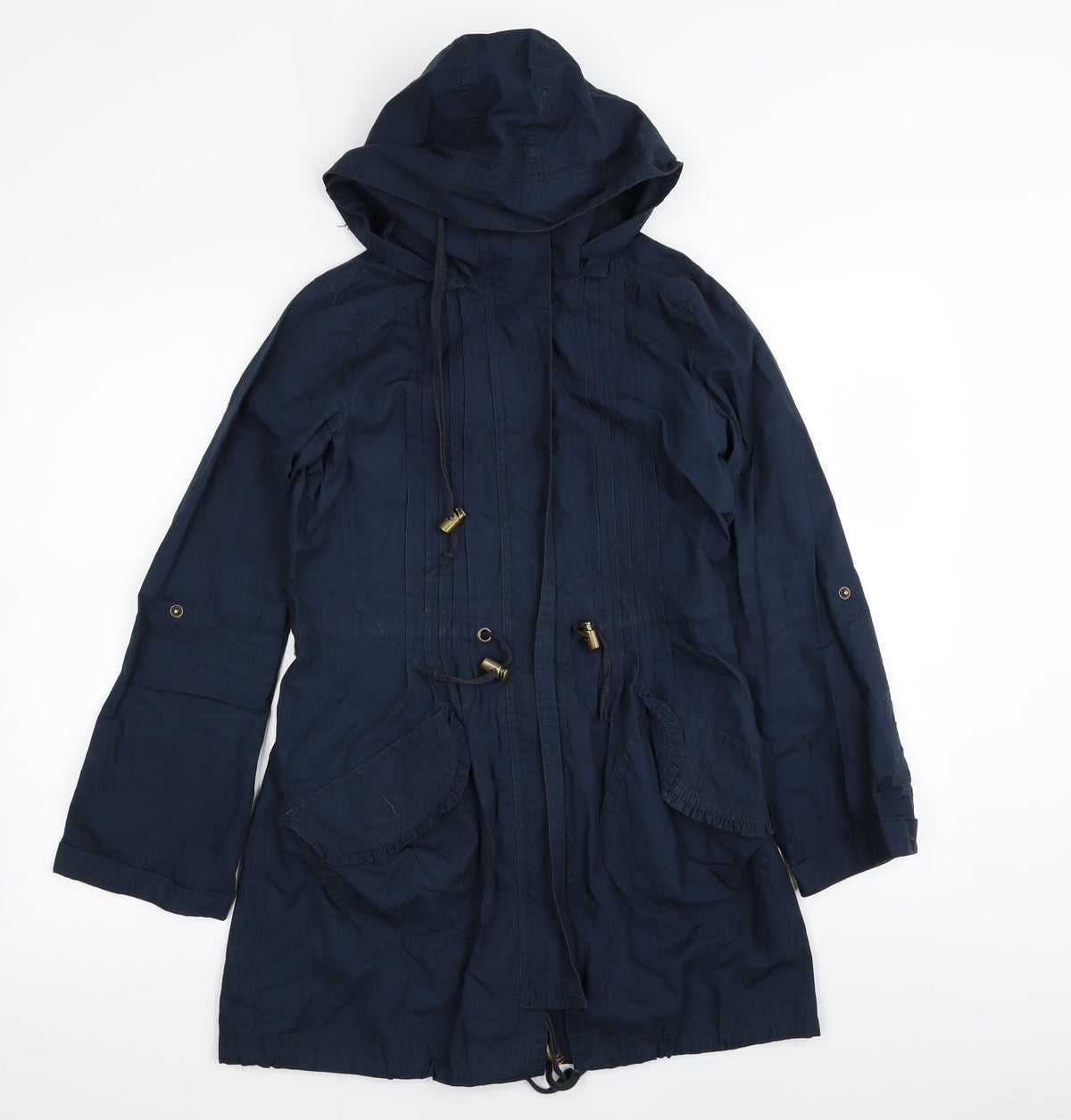 Additional front view of denim and co women’s blue jacket coat, size UK 8