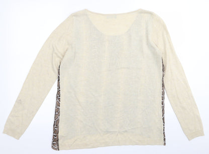 F&F Womens Beige Animal Print  Basic T-Shirt Size 12