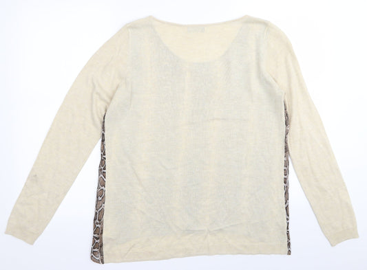 F&F Womens Beige Animal Print  Basic T-Shirt Size 12