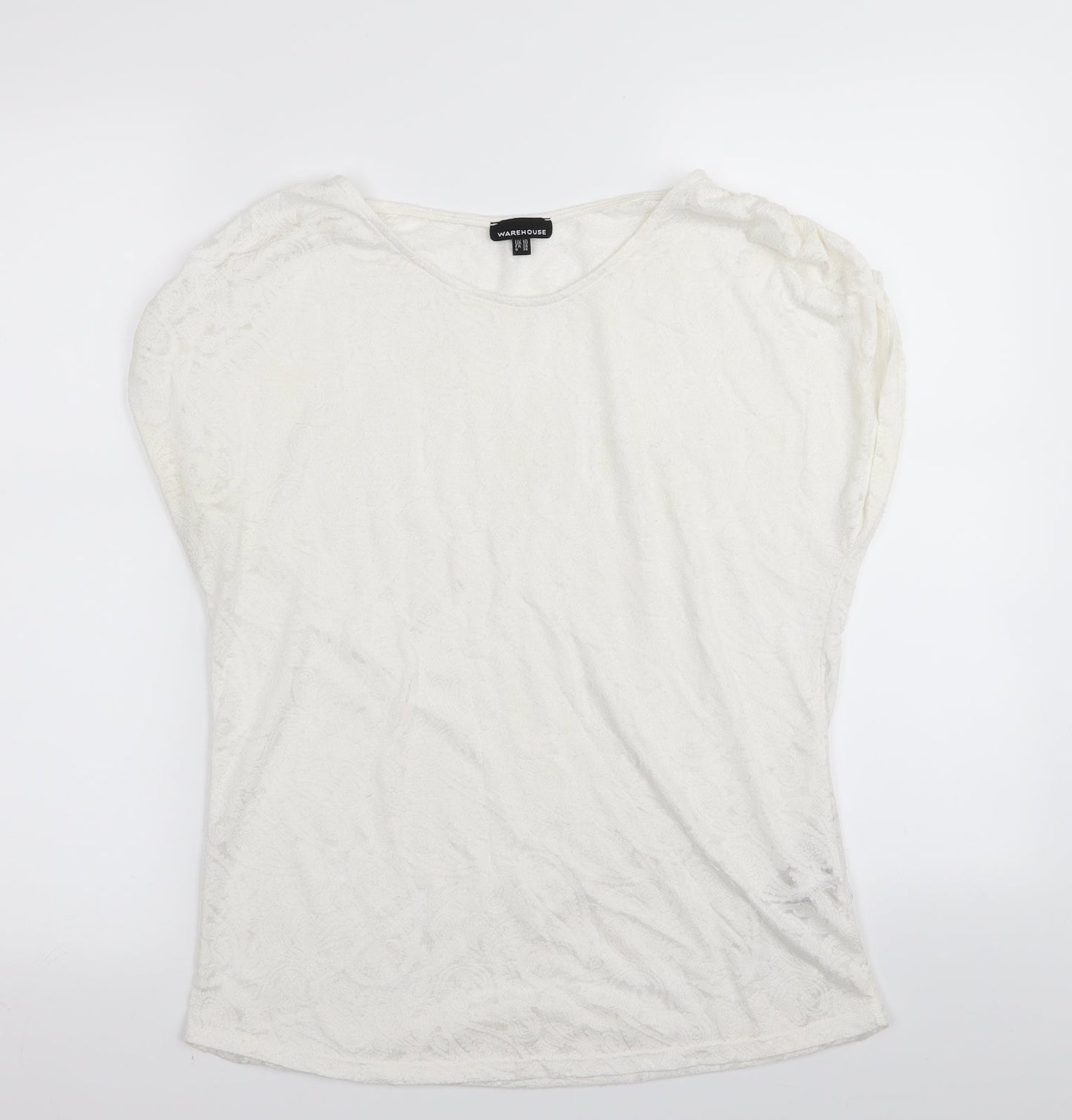 Womens UK Size 10 Warehouse White Basic T-Shirt