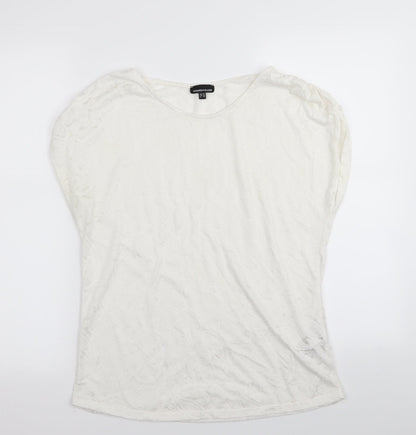Womens UK Size 10 Warehouse White Basic T-Shirt