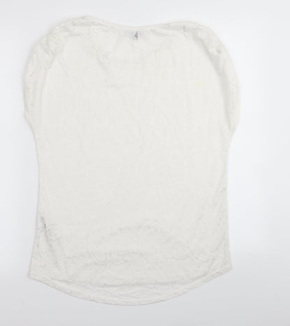 Womens UK Size 10 Warehouse White Basic T-Shirt