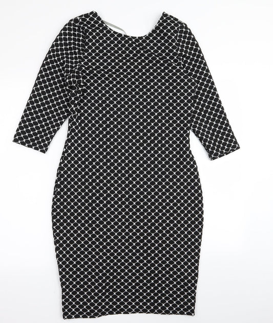 Dorothy Perkins Womens Black Argyle/Diamond  A-Line  Size 12