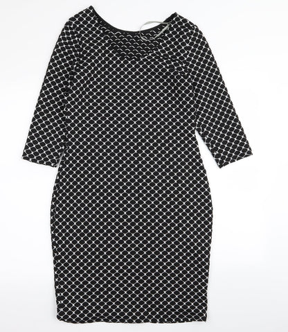 Dorothy Perkins Womens Black Argyle/Diamond  A-Line  Size 12