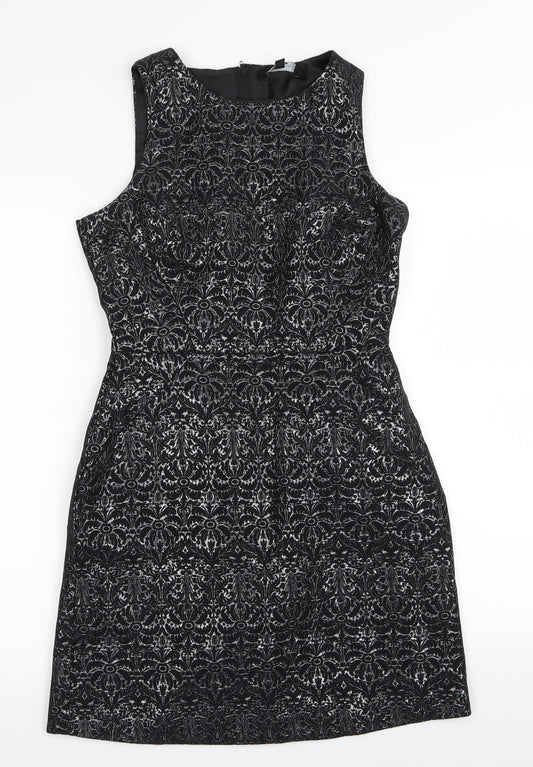New Look Womens Black Geometric  A-Line  Size 8