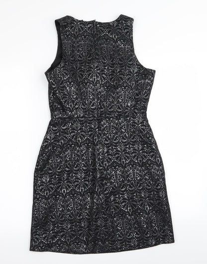 New Look Womens Black Geometric  A-Line  Size 8