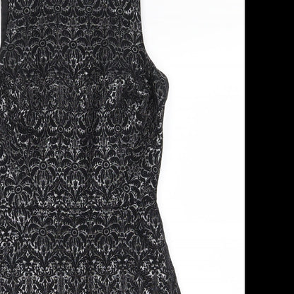 New Look Womens Black Geometric  A-Line  Size 8