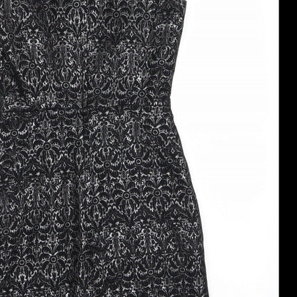 New Look Womens Black Geometric  A-Line  Size 8