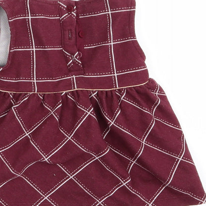 fred & flo Girls Red Check  Fit & Flare  Size 3-6 Months