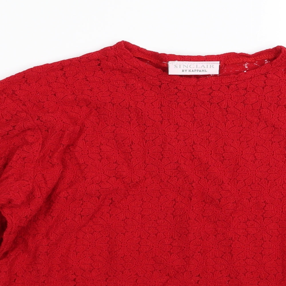 sinclair Womens Red Floral  Basic T-Shirt Size 18