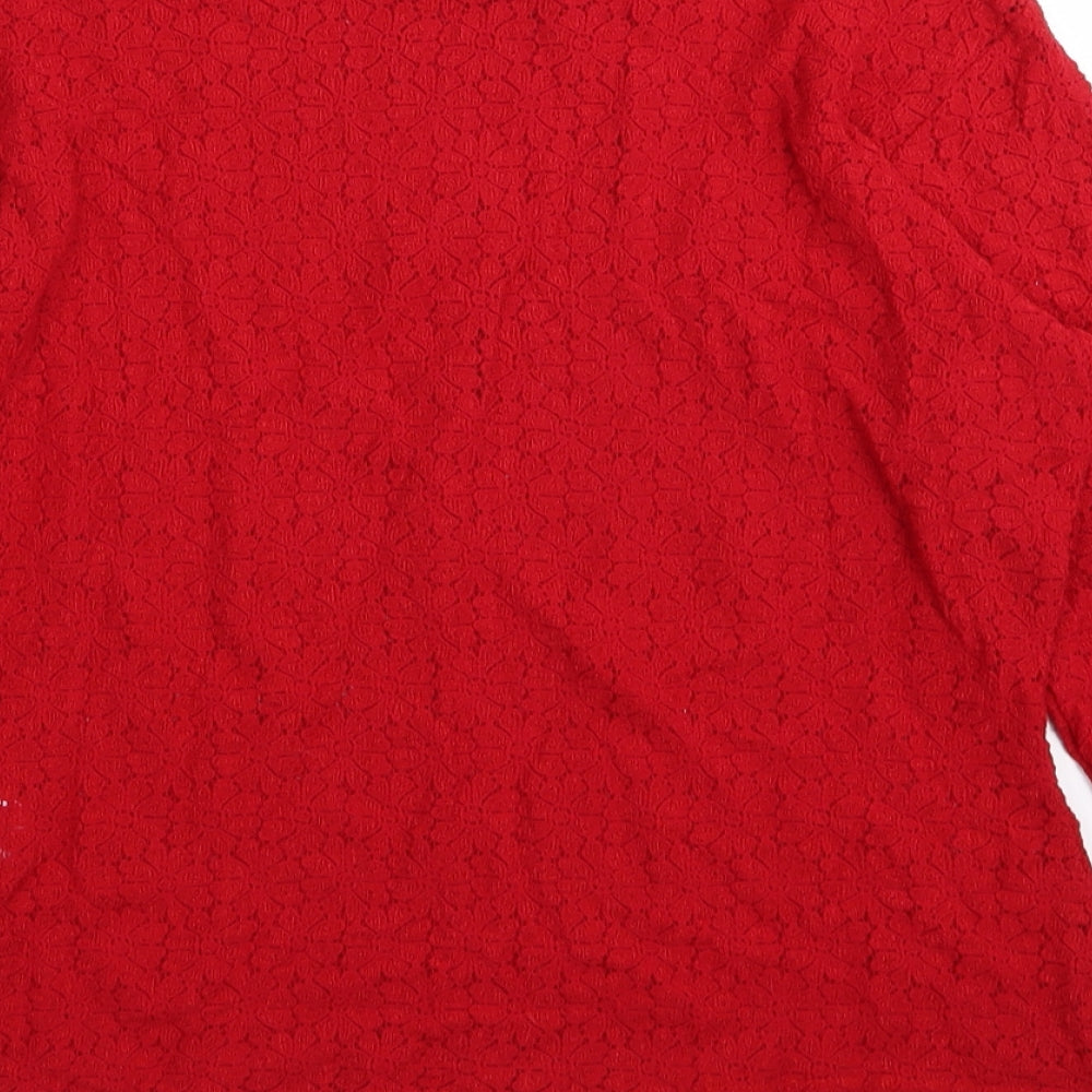 sinclair Womens Red Floral  Basic T-Shirt Size 18