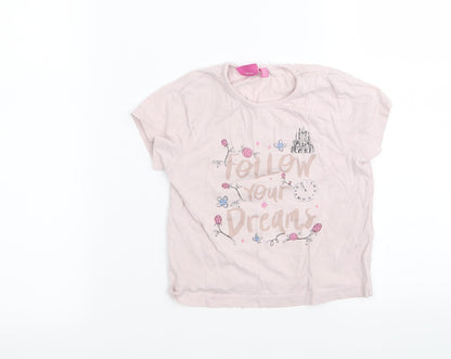 Disney Girls Purple Floral  Basic T-Shirt Size 2-3 Years