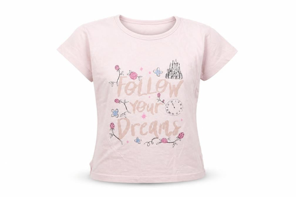 Front view of Disney girls’ purple floral basic t-shirt, size 2-3, years