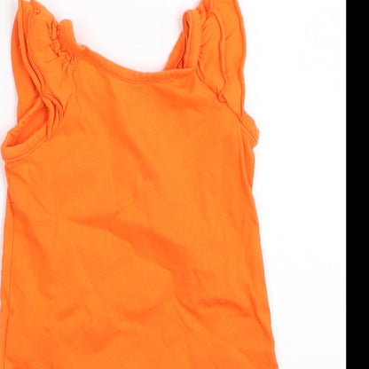 est 1989 place Girls Orange   Basic Tank Size 9-12 Months  - Butterfly Print