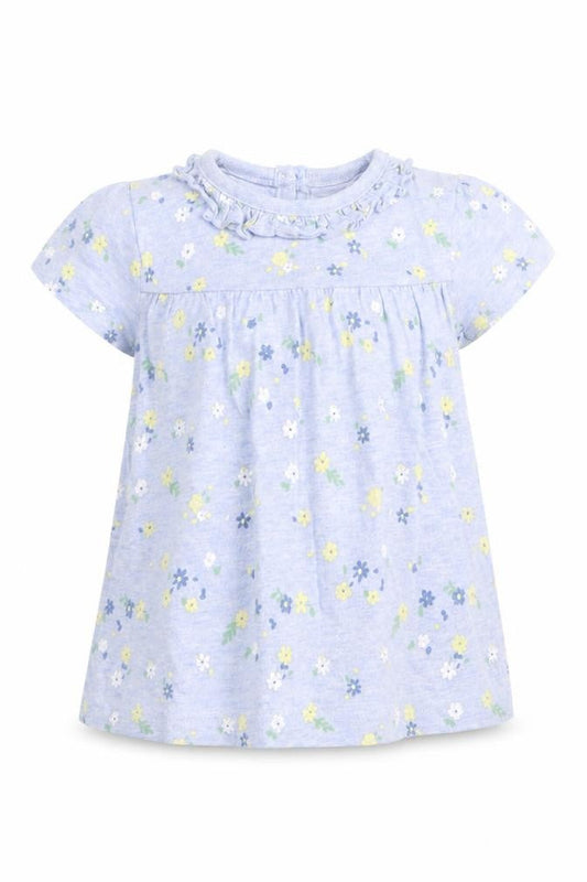 Asda George Girls Blue Floral  T-Shirt Dress  Size 3-6 Months