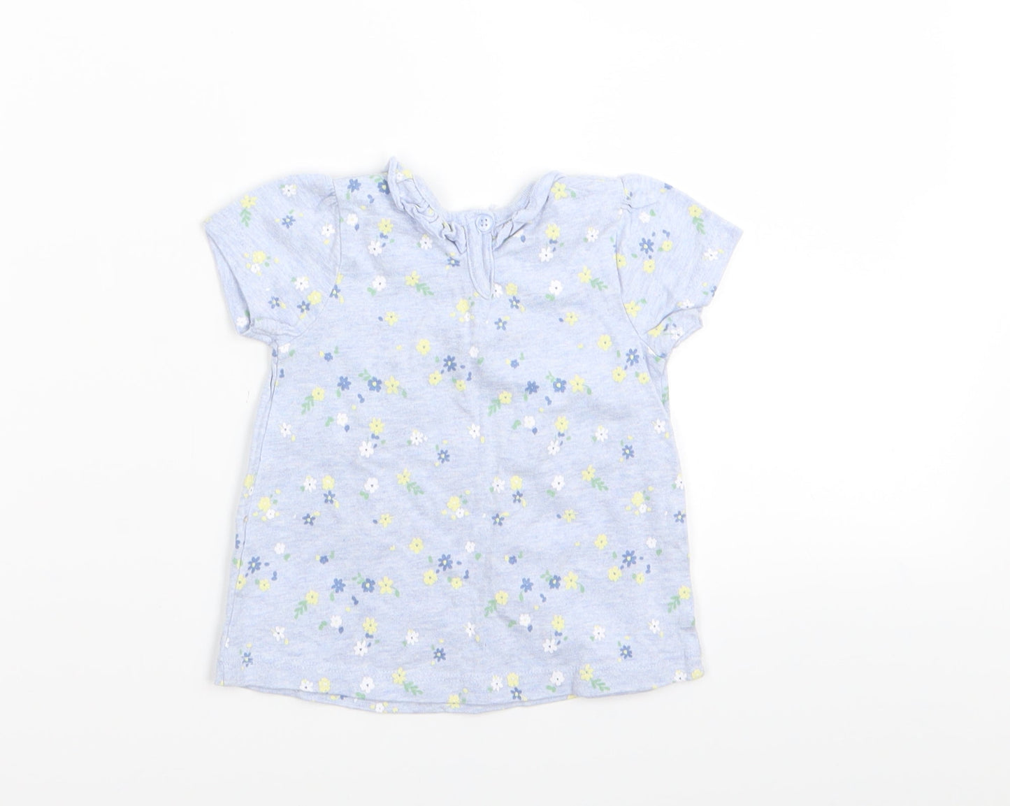 Asda George Girls Blue Floral  T-Shirt Dress  Size 3-6 Months