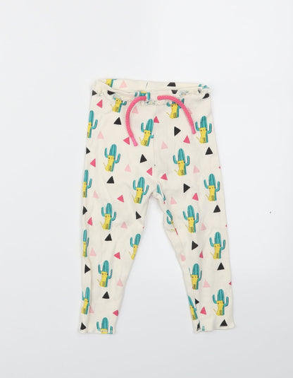 mini club  Girls Ivory Animal Print  Capri Trousers Size 12-18 Months