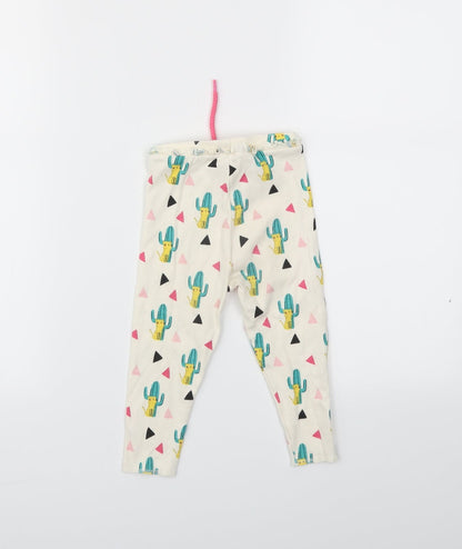 mini club  Girls Ivory Animal Print  Capri Trousers Size 12-18 Months