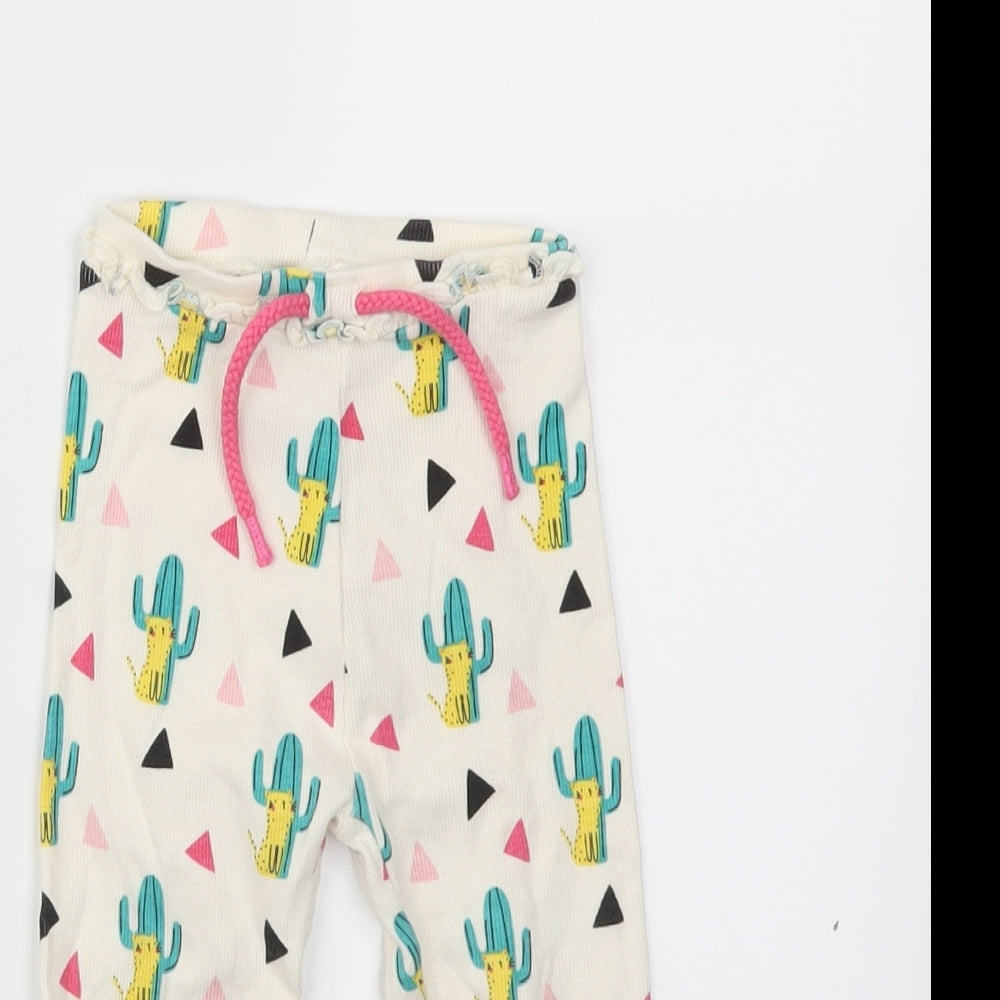 mini club  Girls Ivory Animal Print  Capri Trousers Size 12-18 Months