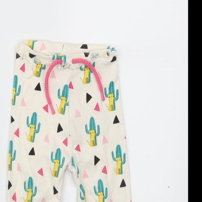mini club  Girls Ivory Animal Print  Capri Trousers Size 12-18 Months