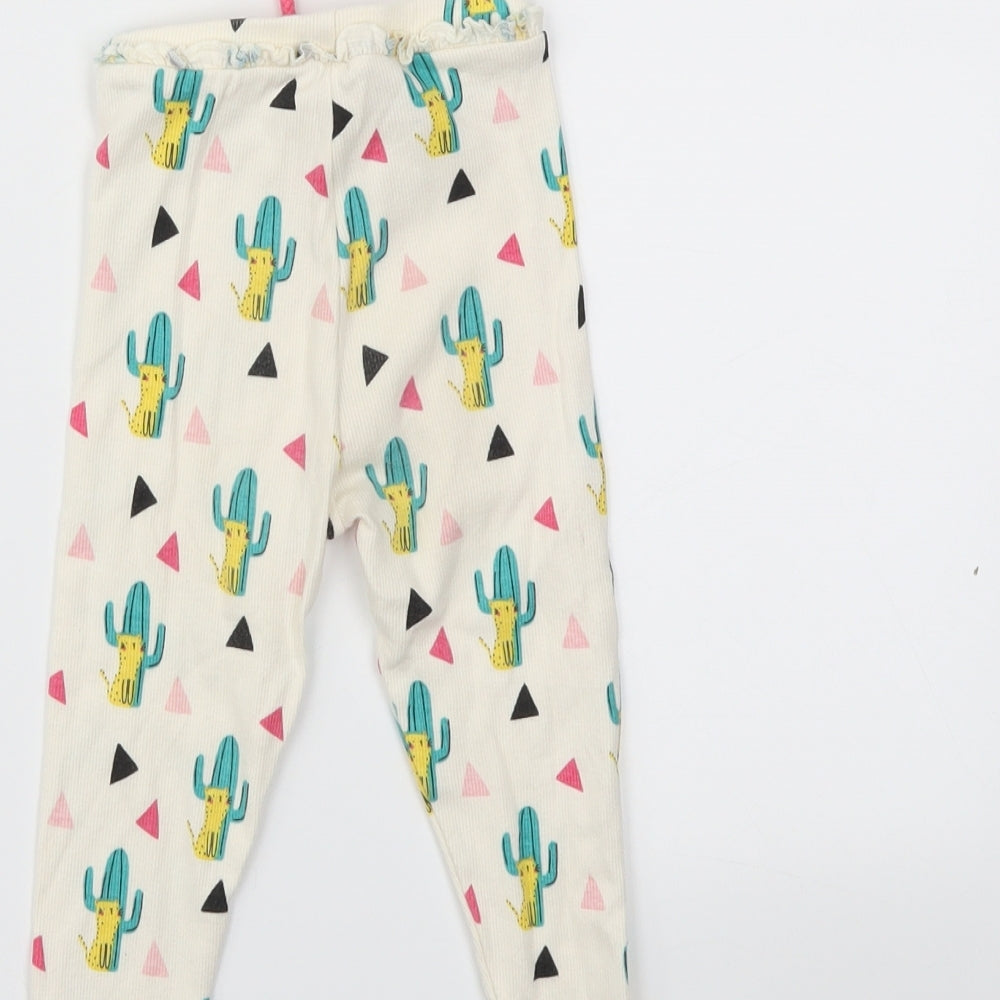 mini club  Girls Ivory Animal Print  Capri Trousers Size 12-18 Months