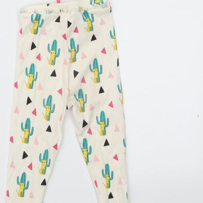 mini club  Girls Ivory Animal Print  Capri Trousers Size 12-18 Months