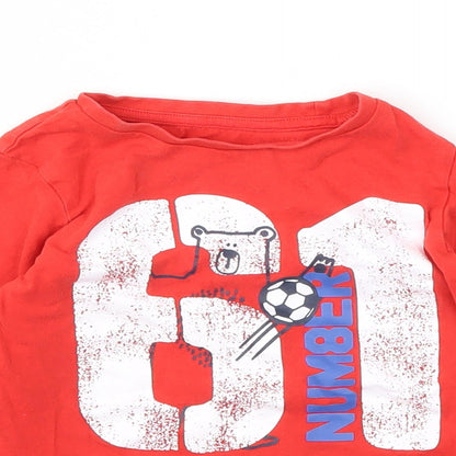M Boys Red   Basic T-Shirt Size 2-3 Years