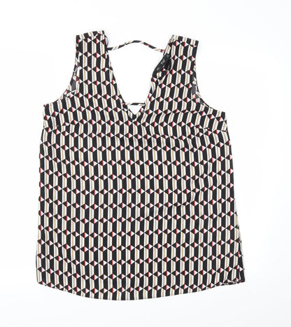 F&F Womens Black Argyle/Diamond  Basic T-Shirt Size 12