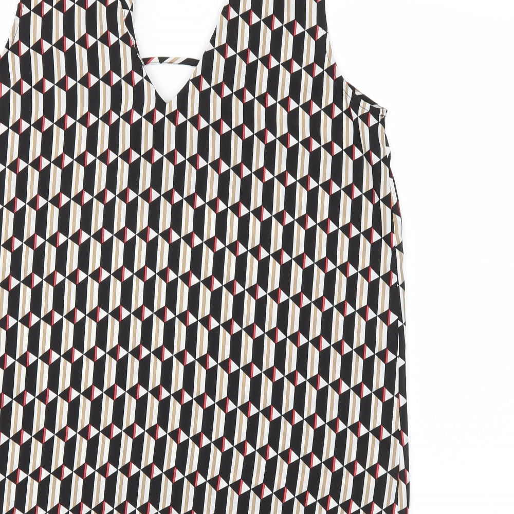 F&F Womens Black Argyle/Diamond  Basic T-Shirt Size 12