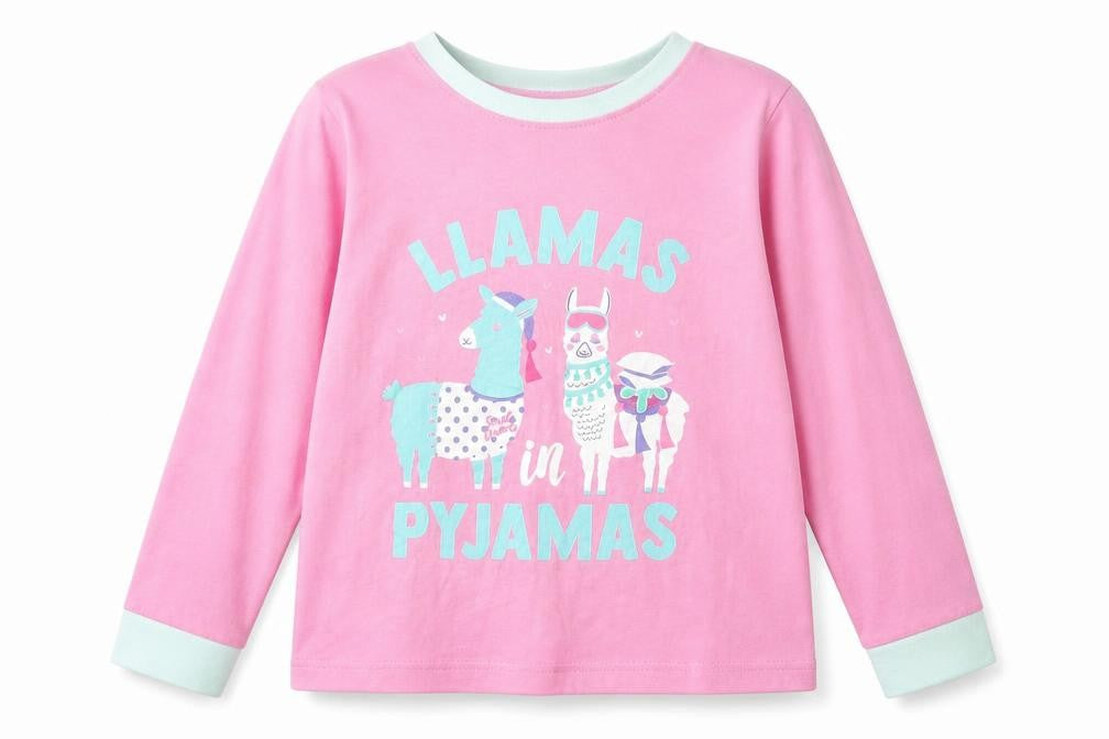Front view of Collection girls’ pink animal print basic t-shirt, size 7, years