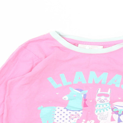 COLLECTION  Girls Pink Animal Print  Basic T-Shirt Size 7 Years