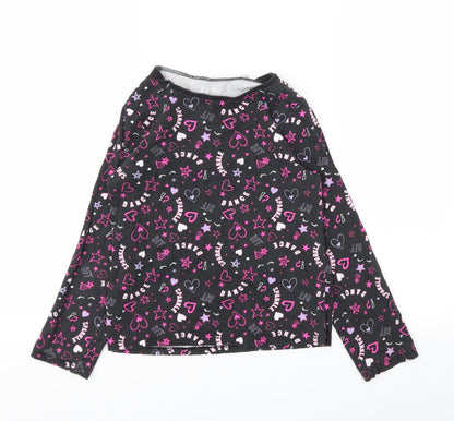 George Girls Black Floral  Basic T-Shirt Size 8-9 Years