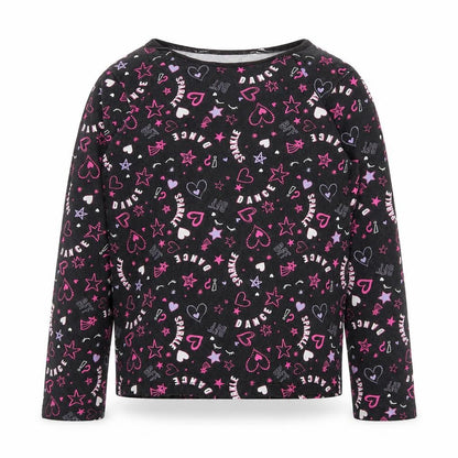 Front view of George girls’ black floral basic t-shirt, size 8-9, years